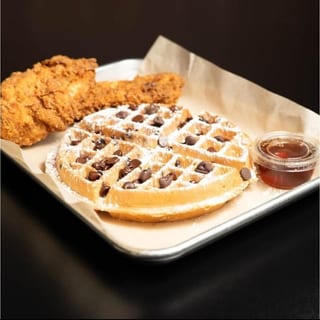 Chocolate Chip Waffle W\ 2 Handbreaded Chicken Tenders