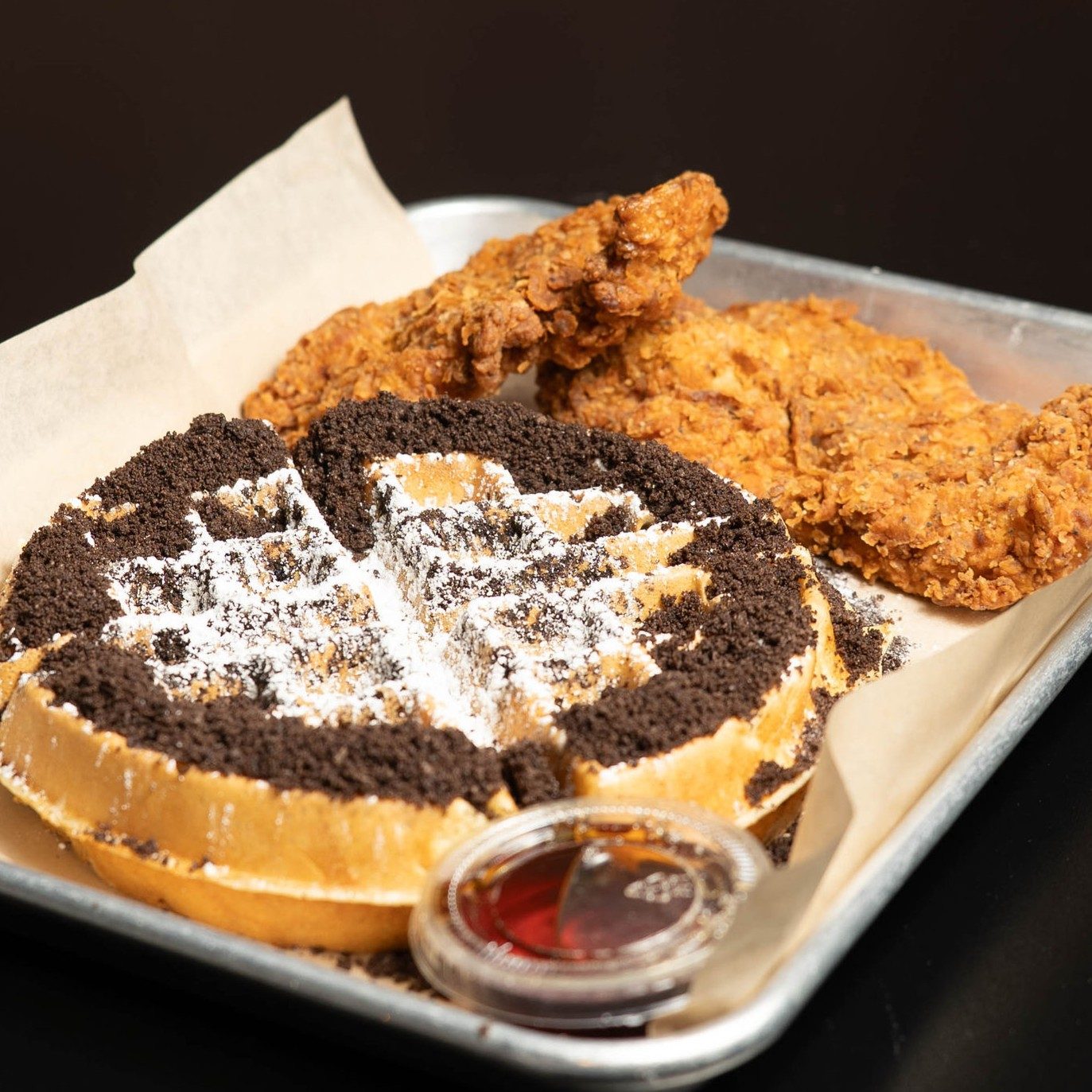 Cookies & Cream Waffle W\ 2 Handbreaded Chicken Tenders.